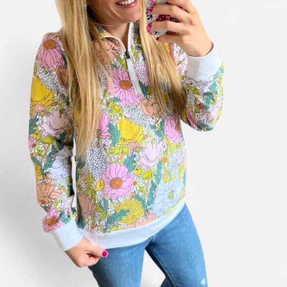 Vera Bradley Bloom Boom Quarter Zip Pullover Cozy Retro Floral Lounge (Size 3X) - Picture 2 of 7